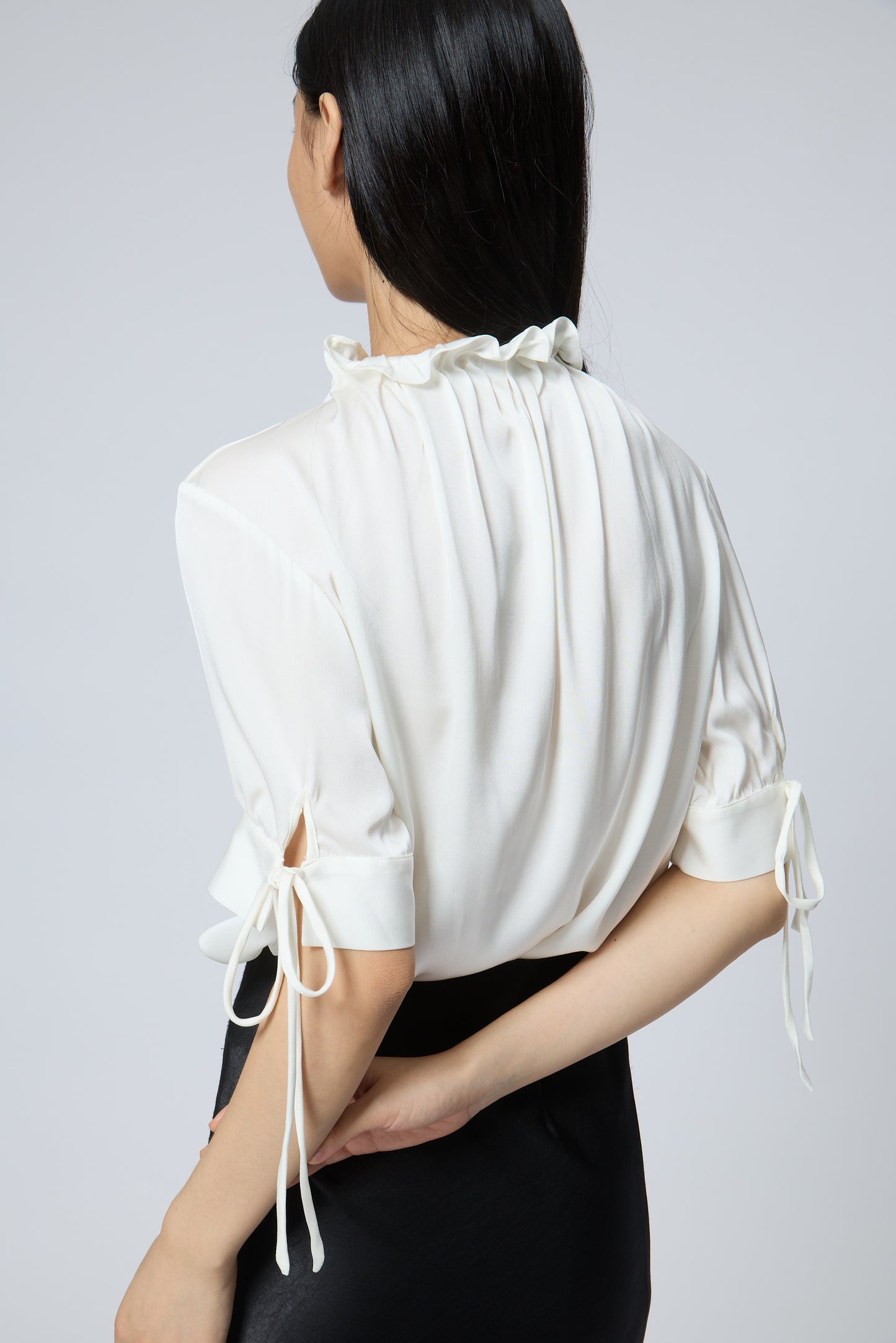Silk Ruffle-Neck Blouse