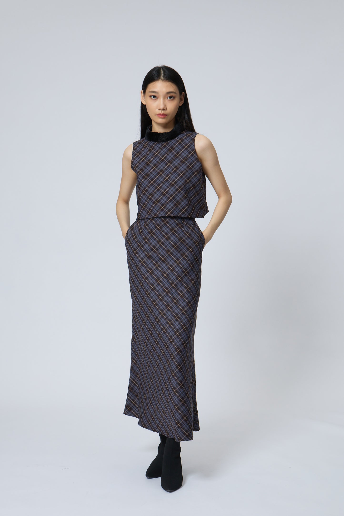 Check Maxi Skirt