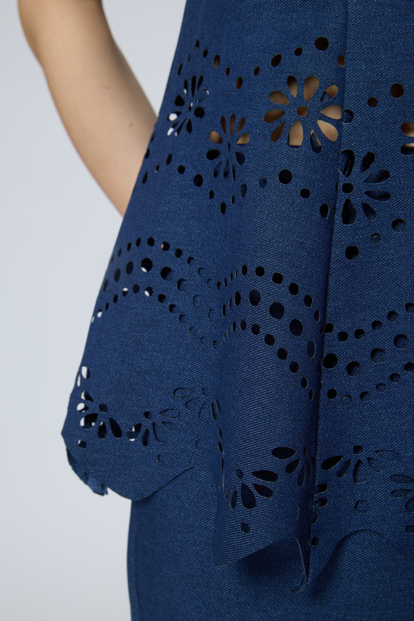 The Indigo Eyelet Embroidery Top & skirt set