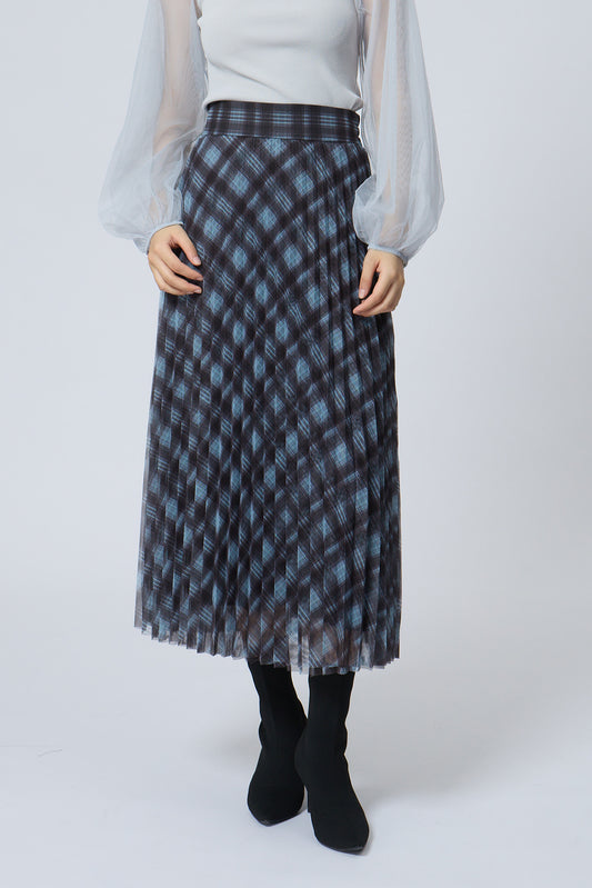 Check pleated skirt