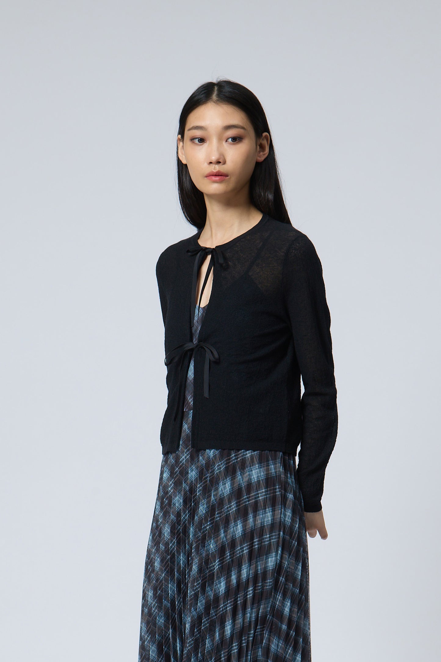 Ribbon-Tie Knit Cardigan