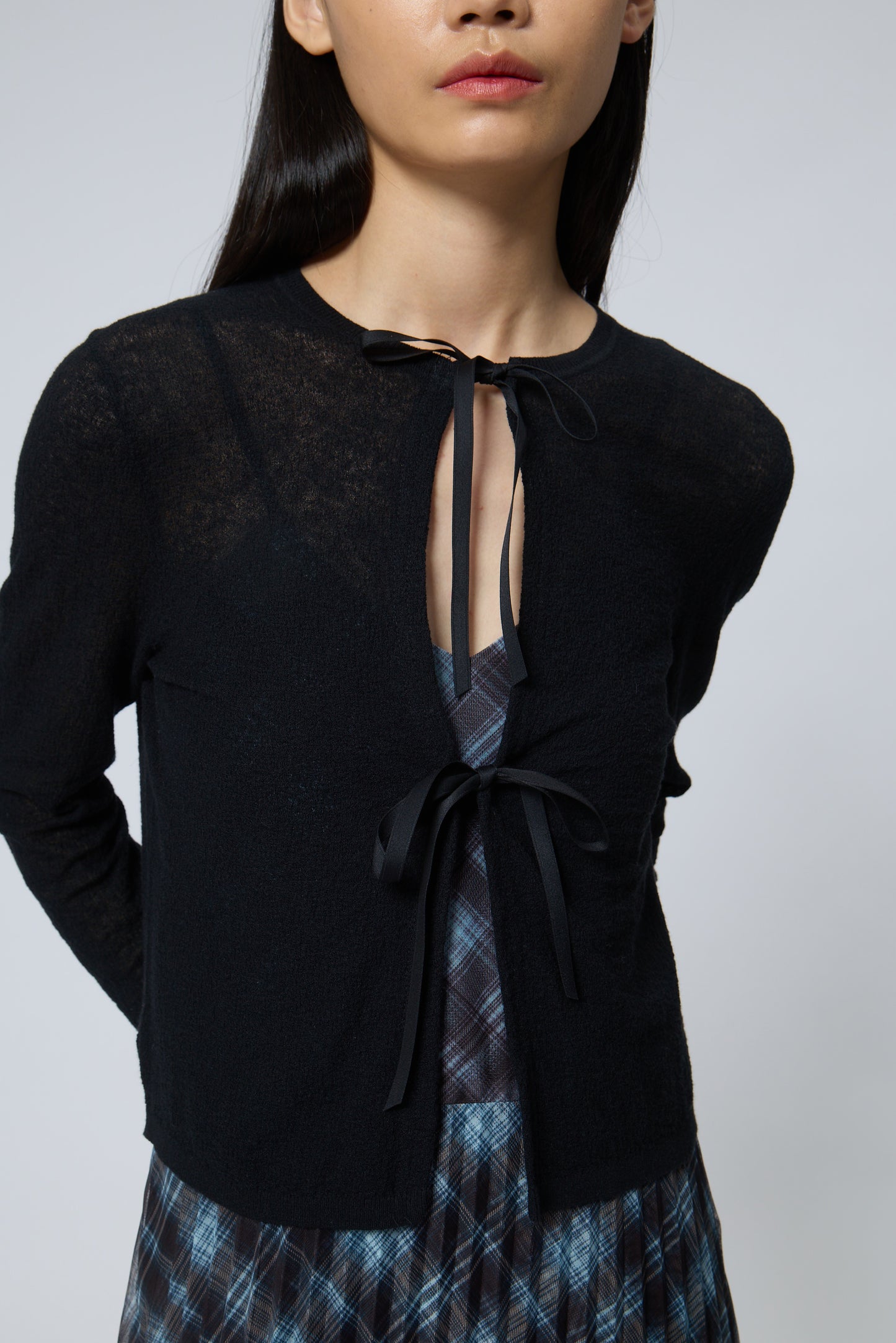 Ribbon-Tie Knit Cardigan