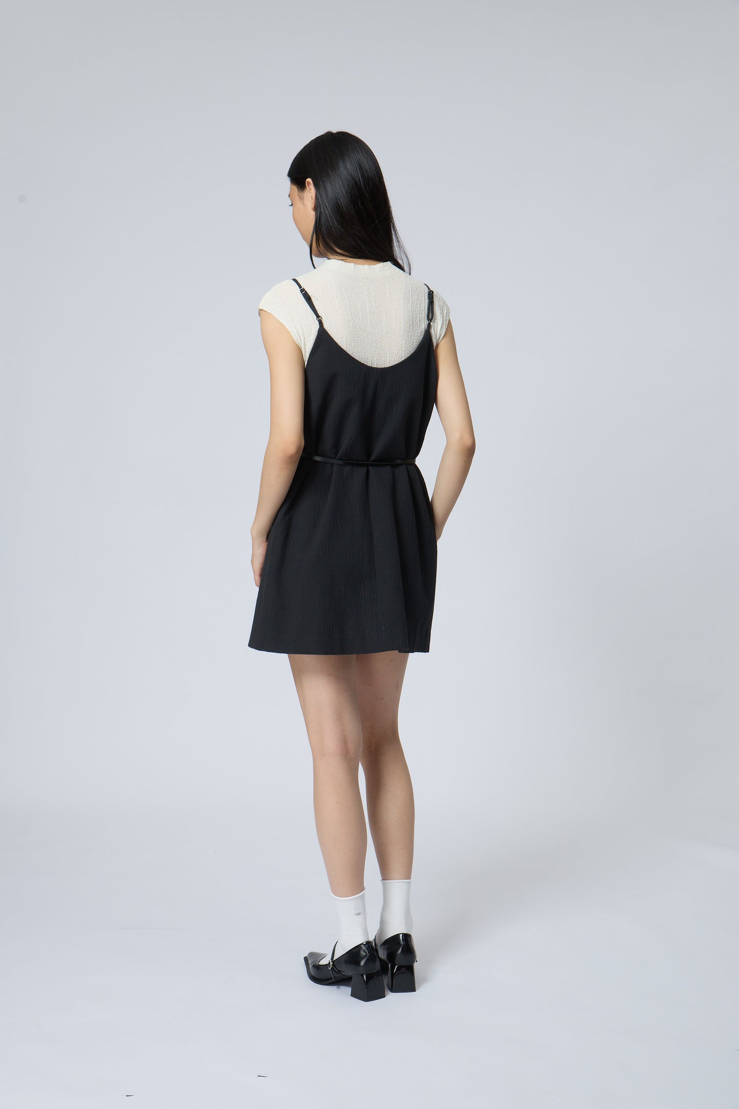 Button-Down Belted Cami Mini Dress