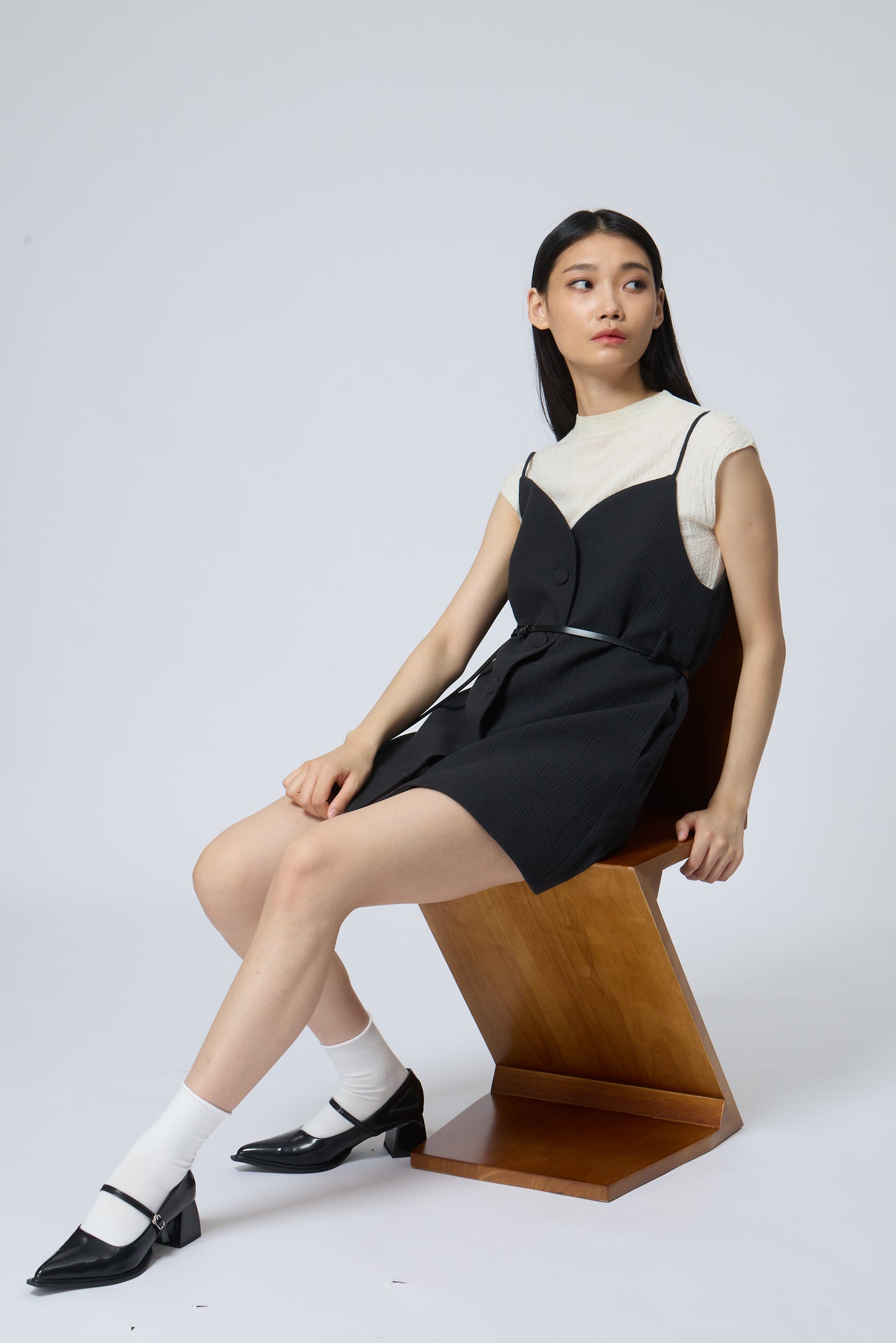 Button-Down Belted Cami Mini Dress