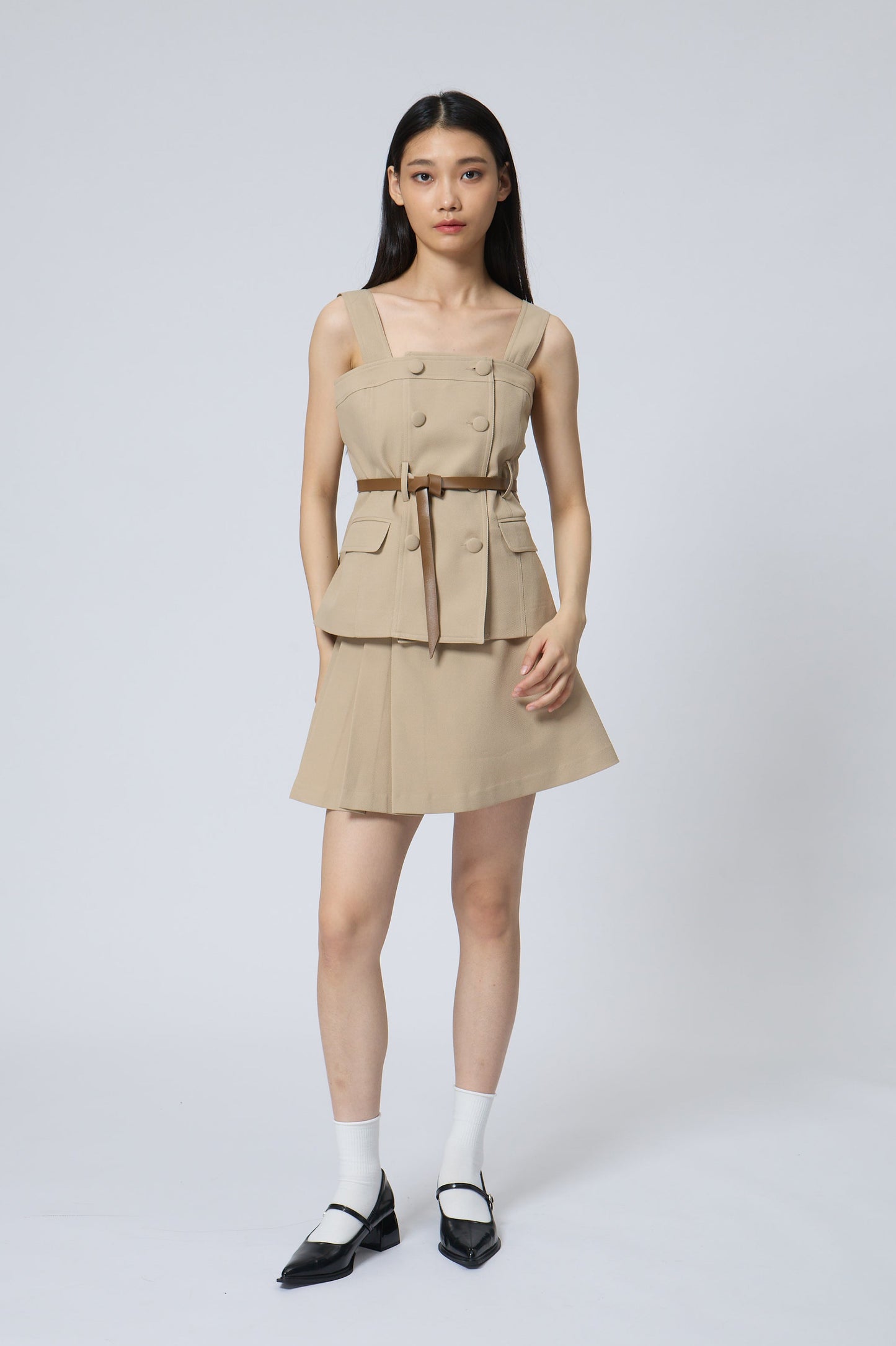 Classic Beige A-Line Mini Skirt
