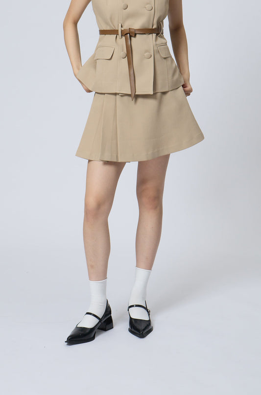 Classic Beige A-Line Mini Skirt
