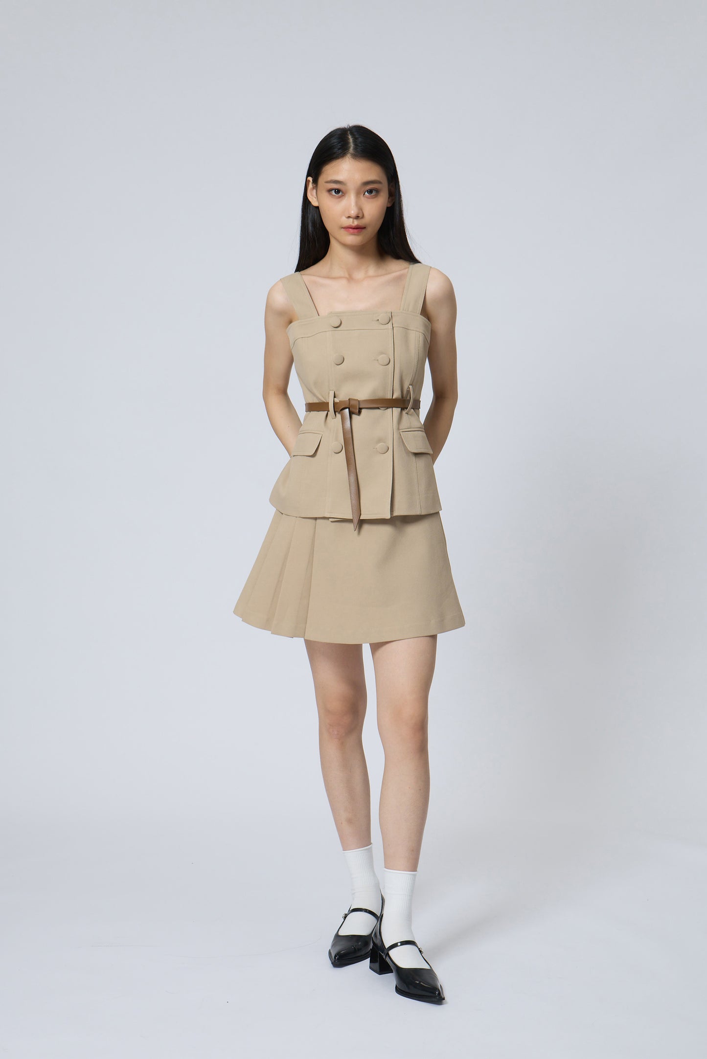 Classic Beige A-Line Mini Skirt