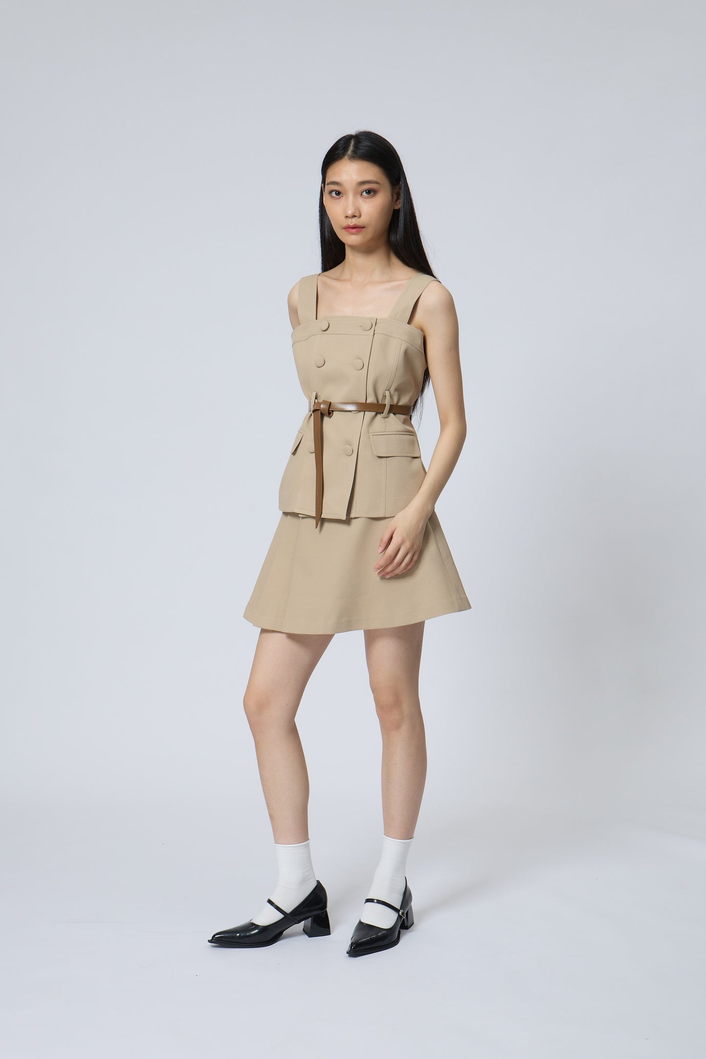 Classic Beige A-Line Mini Skirt