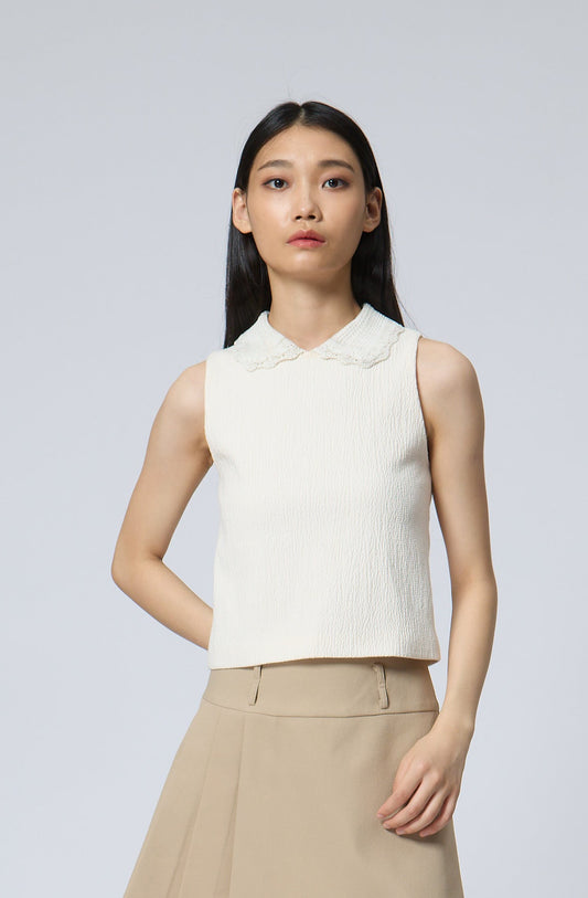 Textured fabric crop top