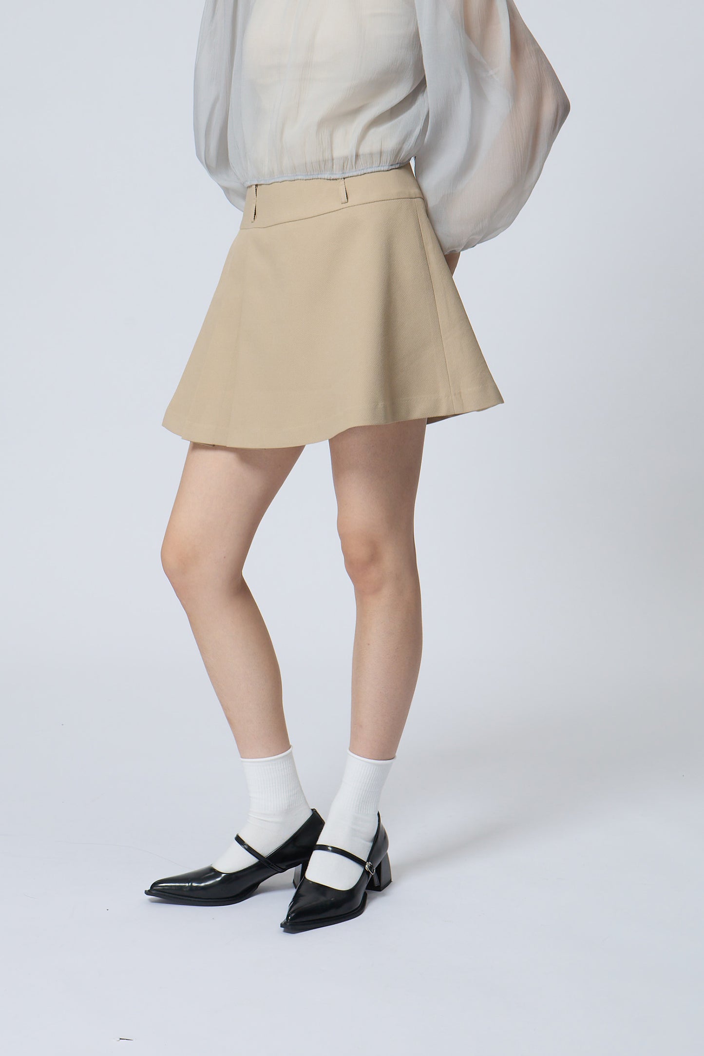 Classic Beige A-Line Mini Skirt