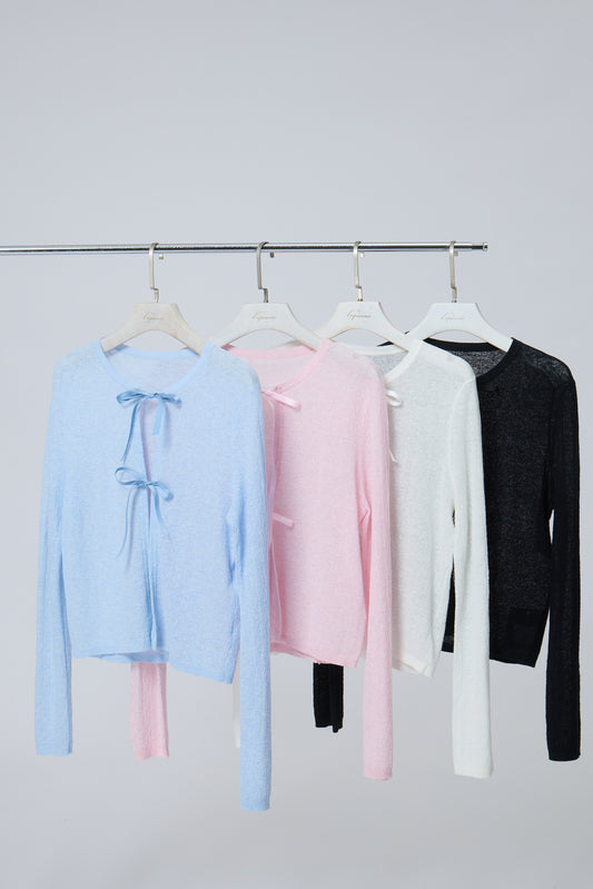 Ribbon-Tie Knit Cardigan