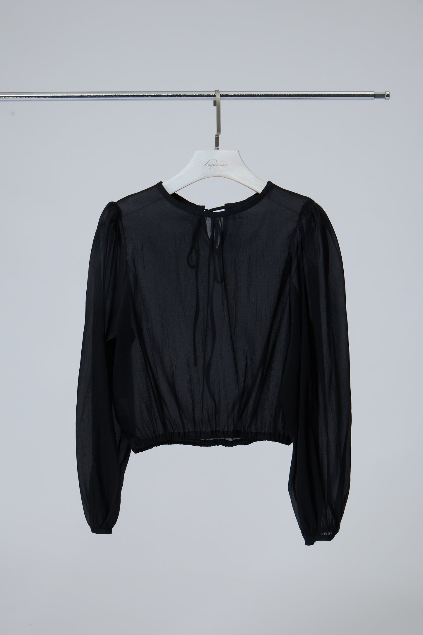 Sheer Puff-Sleeve Blouse