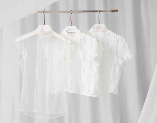 Floral Lace Crop Top - White