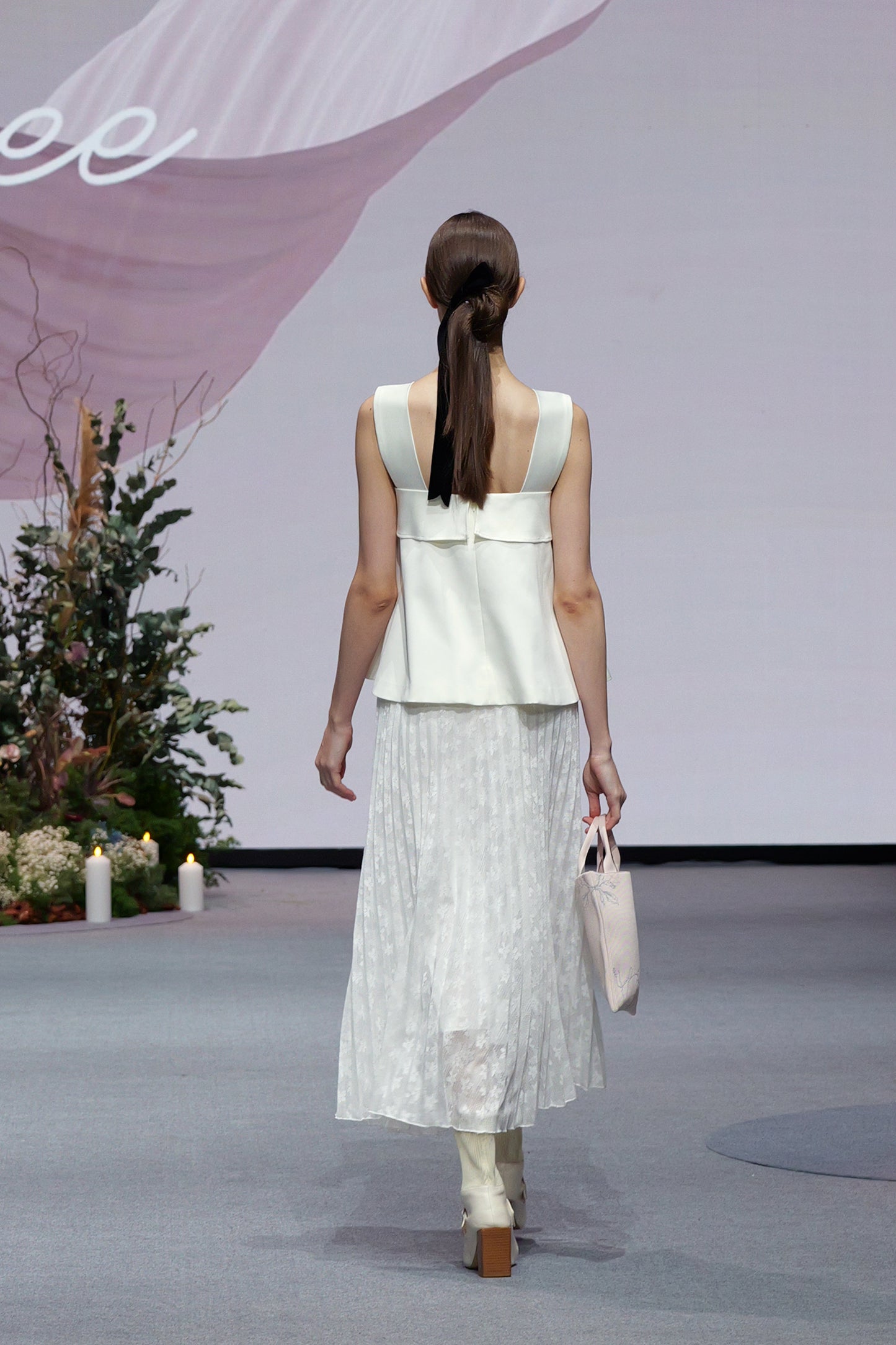 Lace Pleated Maxi Skirt