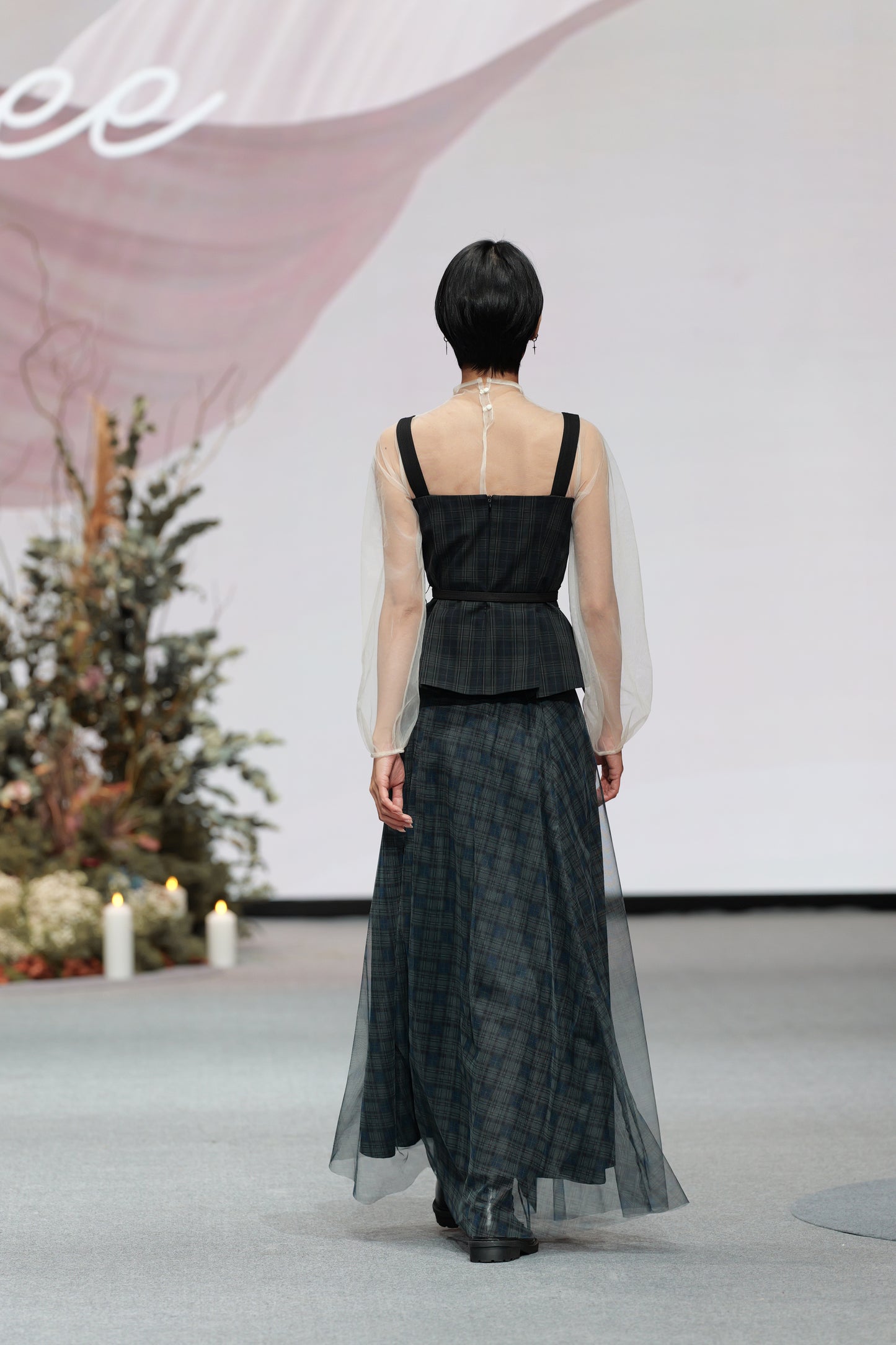 Check Pattern Long Skirt