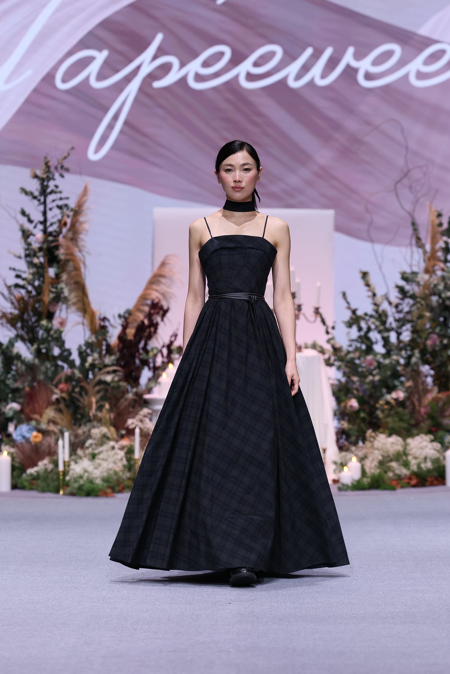 Checked Elegance Evening Dress