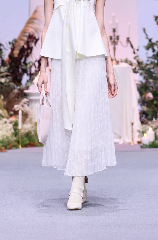 Lace Pleated Maxi Skirt