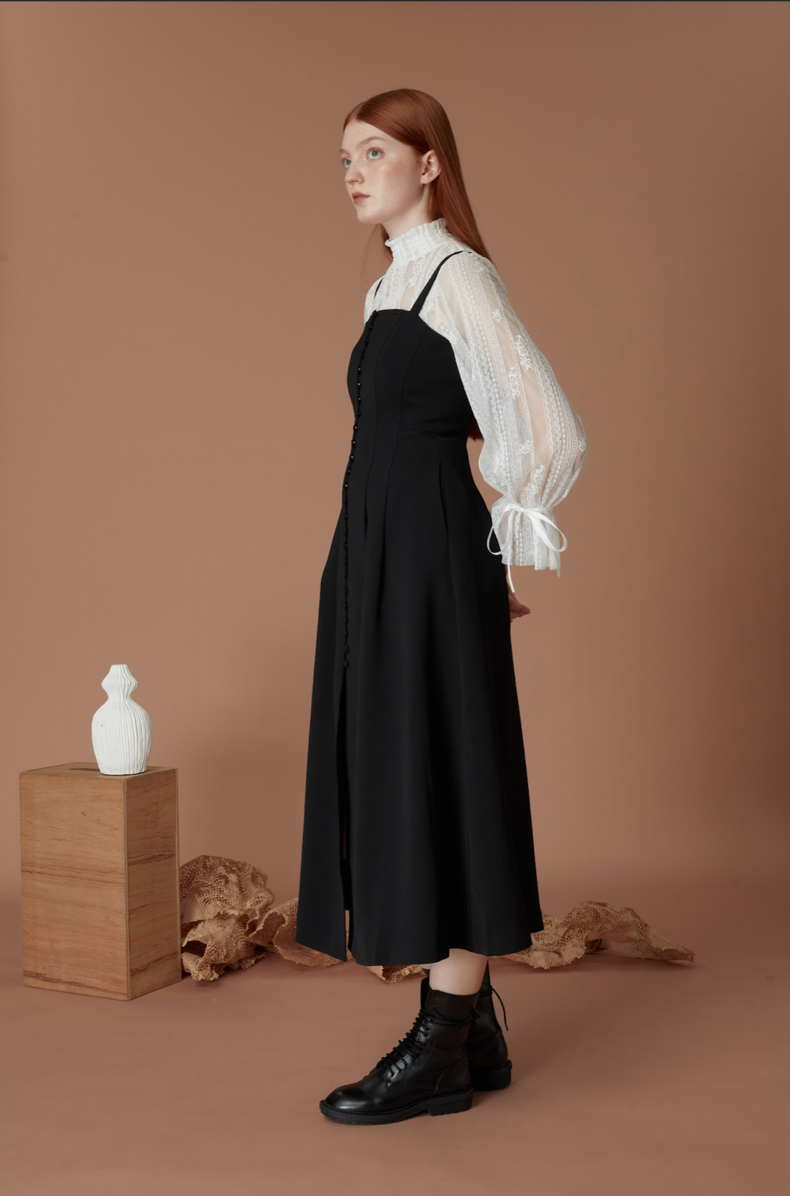 Button-Front Midi Dress