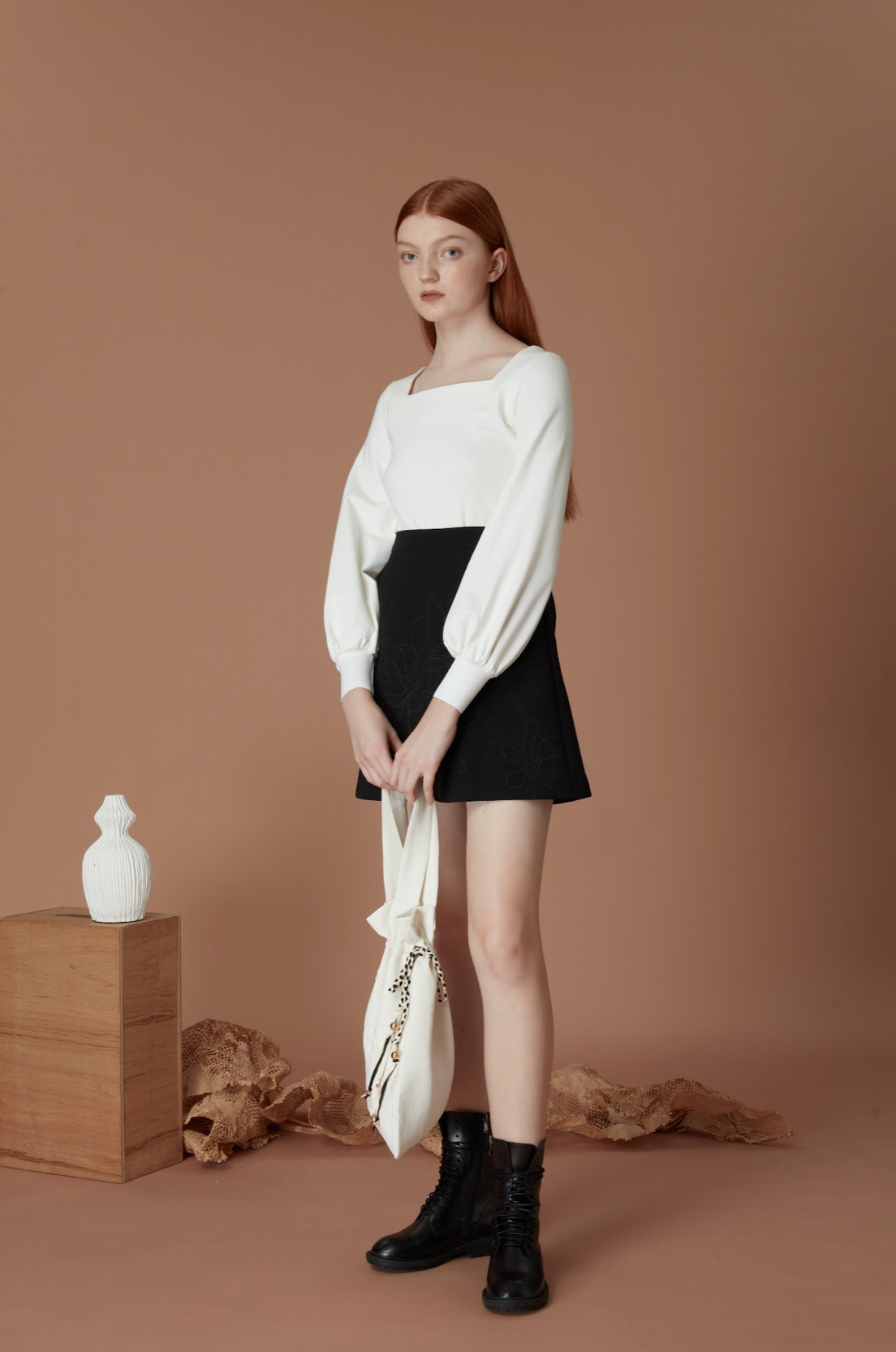 Jersey puff sleeve top