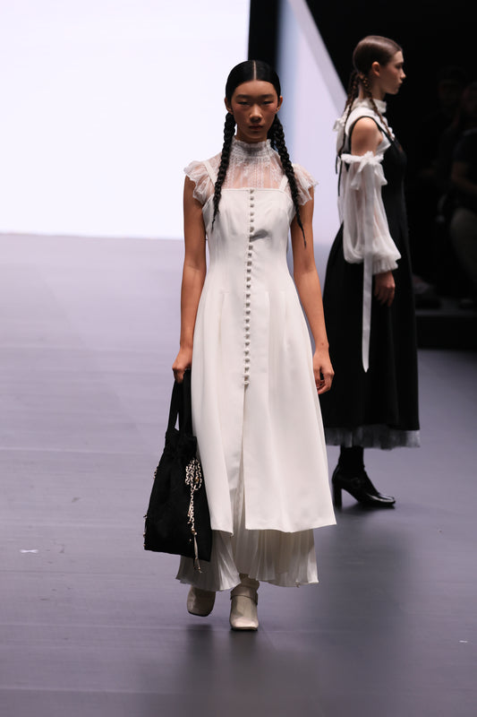 Button-Front Midi Dress