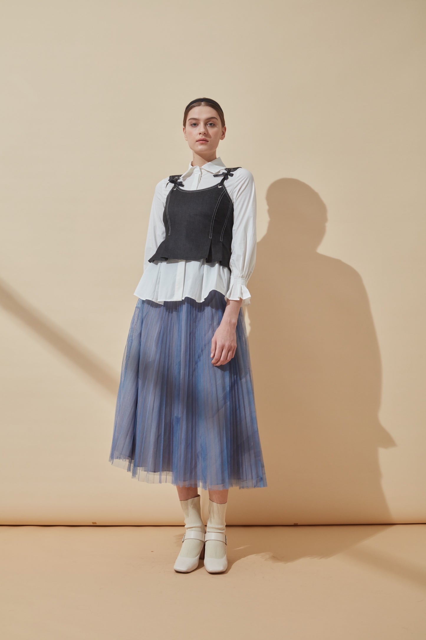 Ribbon Corset Denim Top