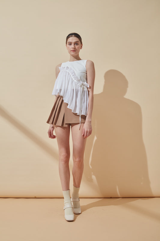 Crop top with organza ruffles