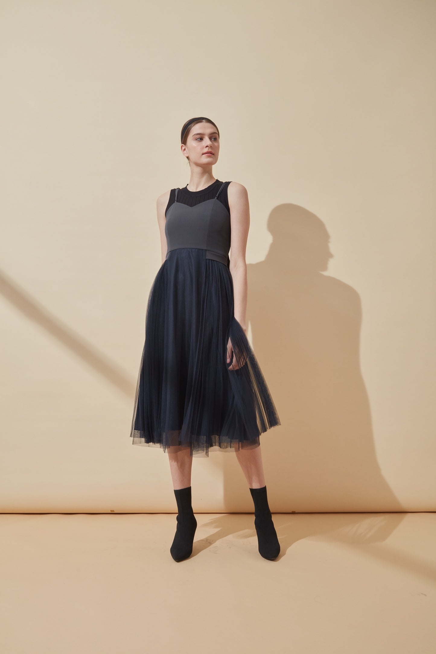 Maxi Dress In Navy Mesh