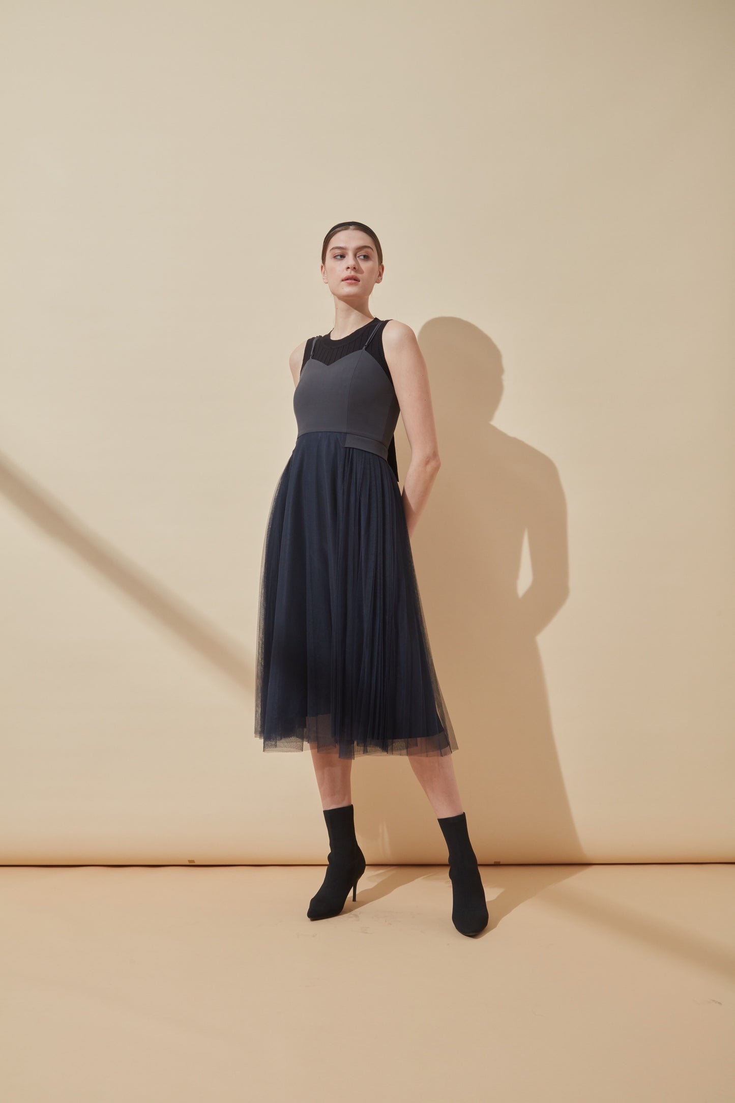 Maxi Dress In Navy Mesh