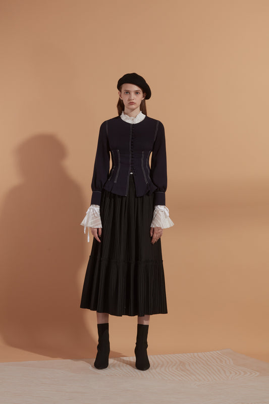 Corset detail jacket in navy