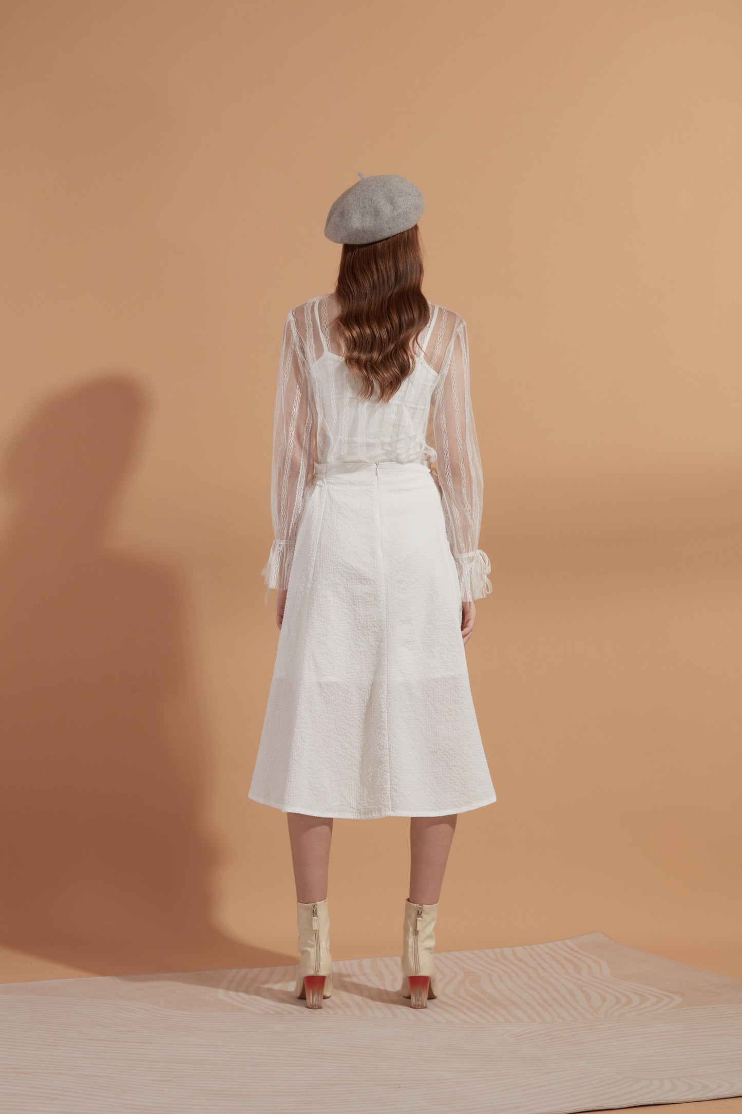 Mesh lace top in white colour