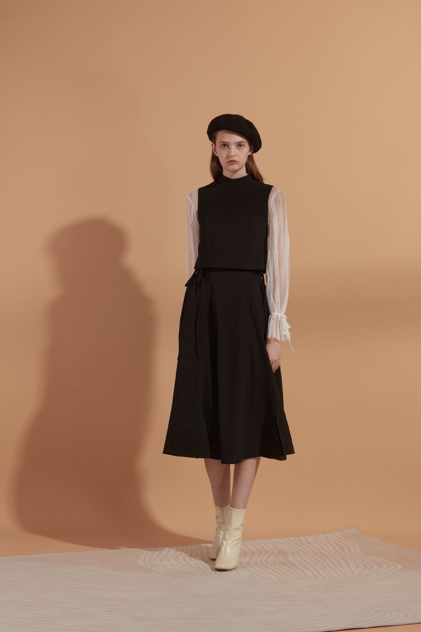 Jacquard midi skirt in black