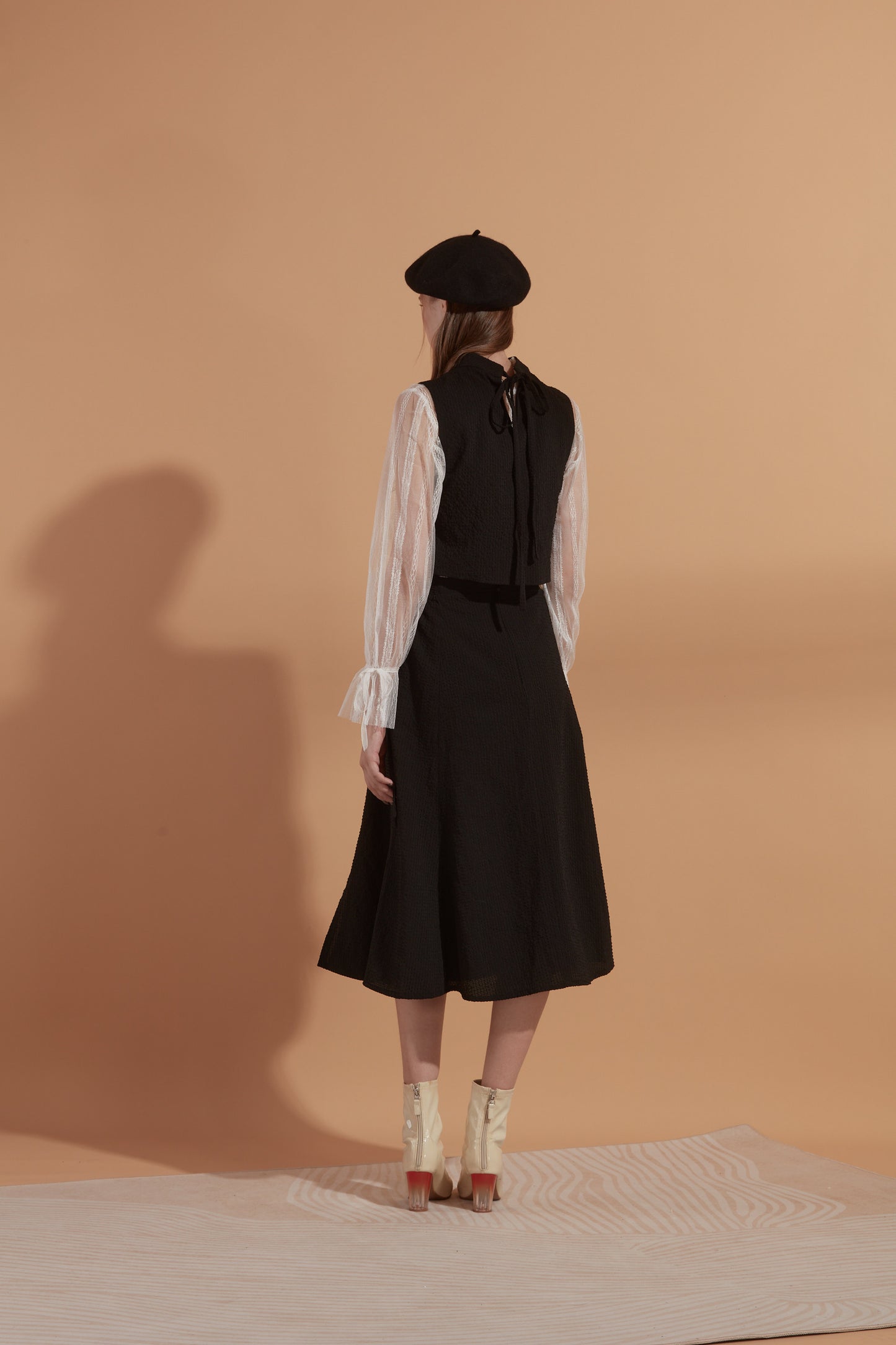 Jacquard midi skirt in black