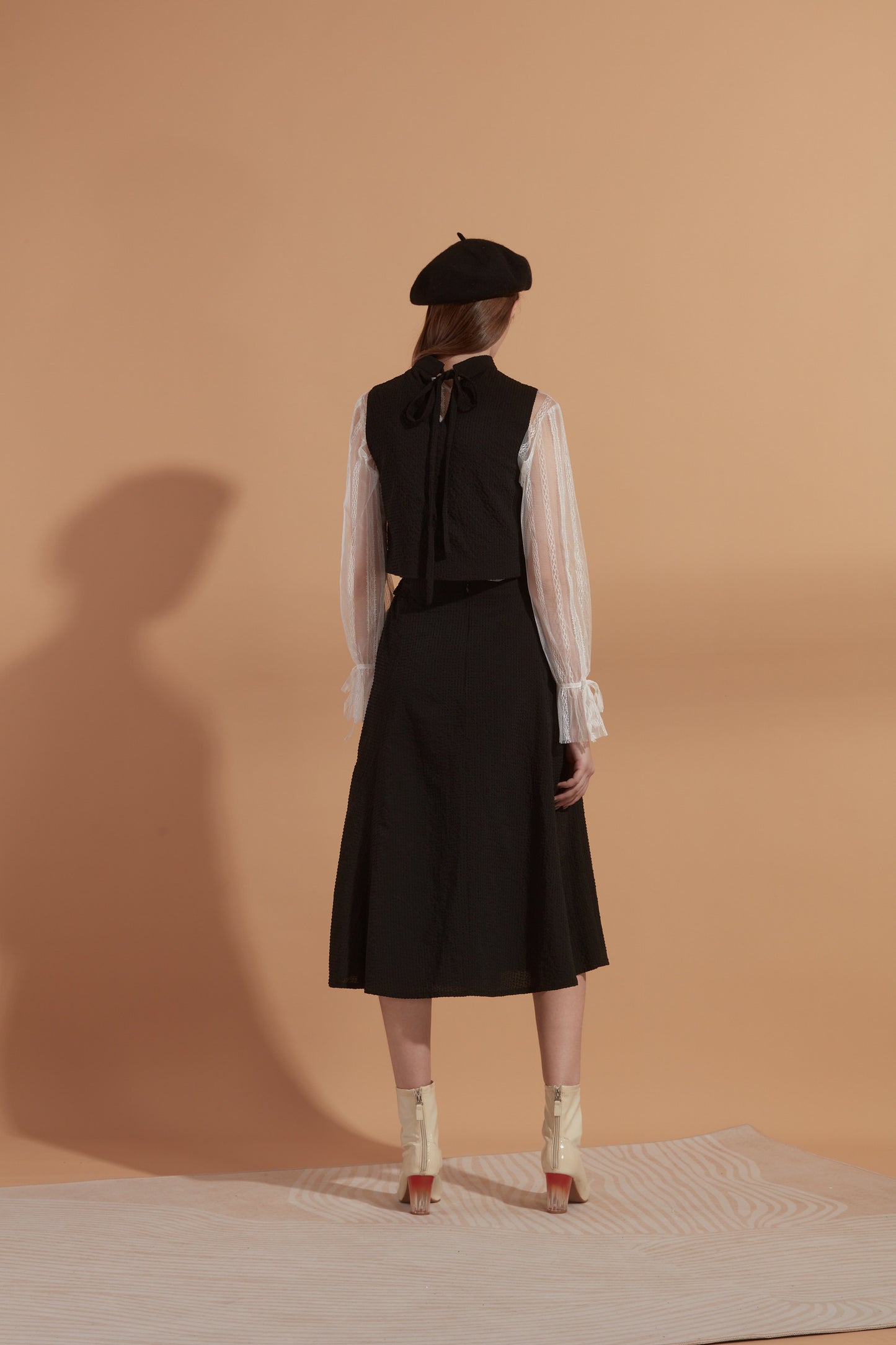 Jacquard midi skirt in black