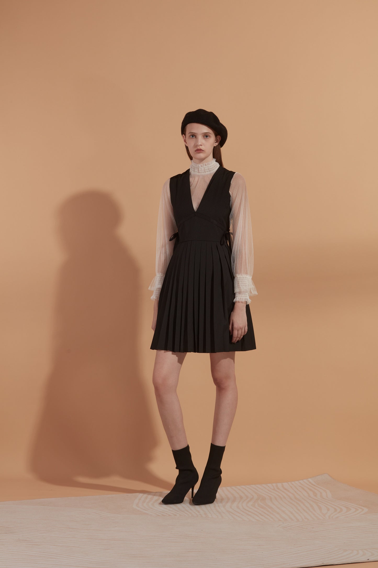 Pinstripe V-Neck Mini Dress