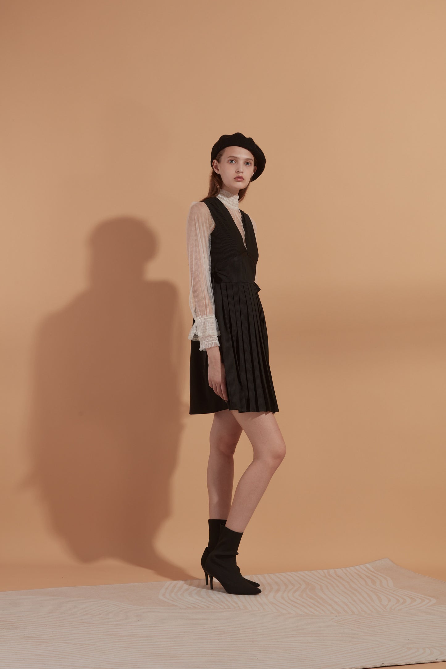Pinstripe V-Neck Mini Dress