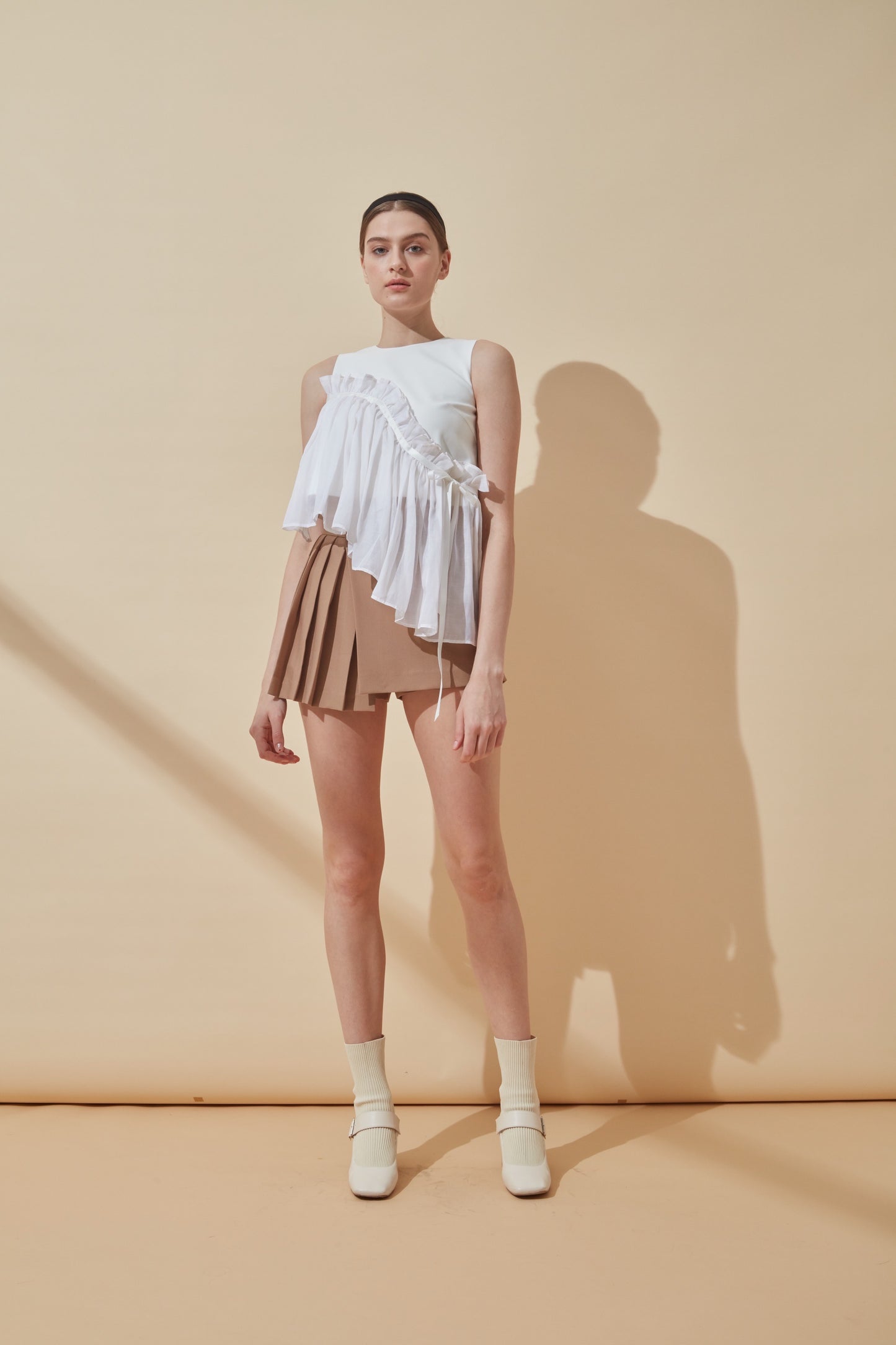 Crop top with organza ruffles