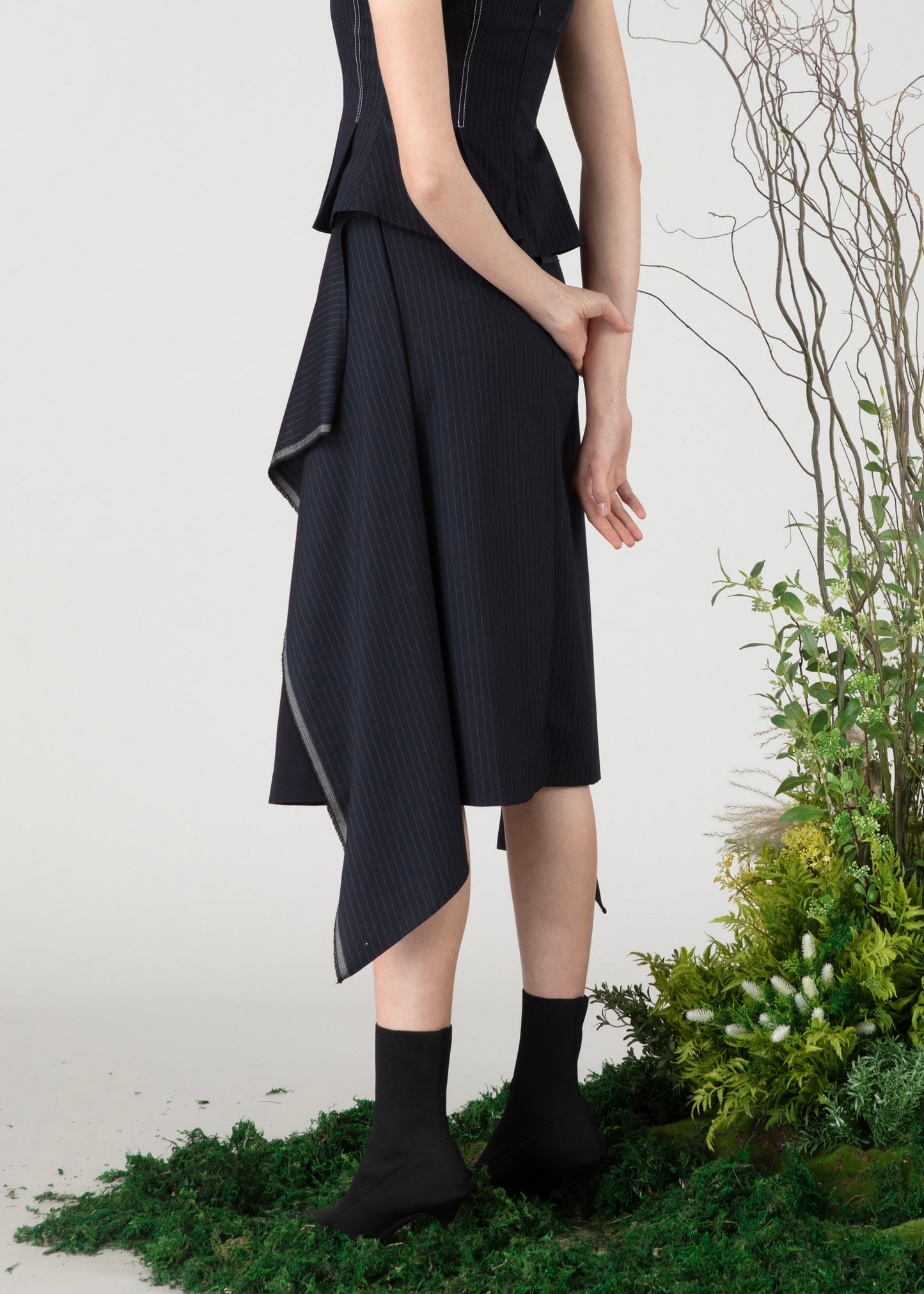 Checked Pattern Asymmetrical Skirt