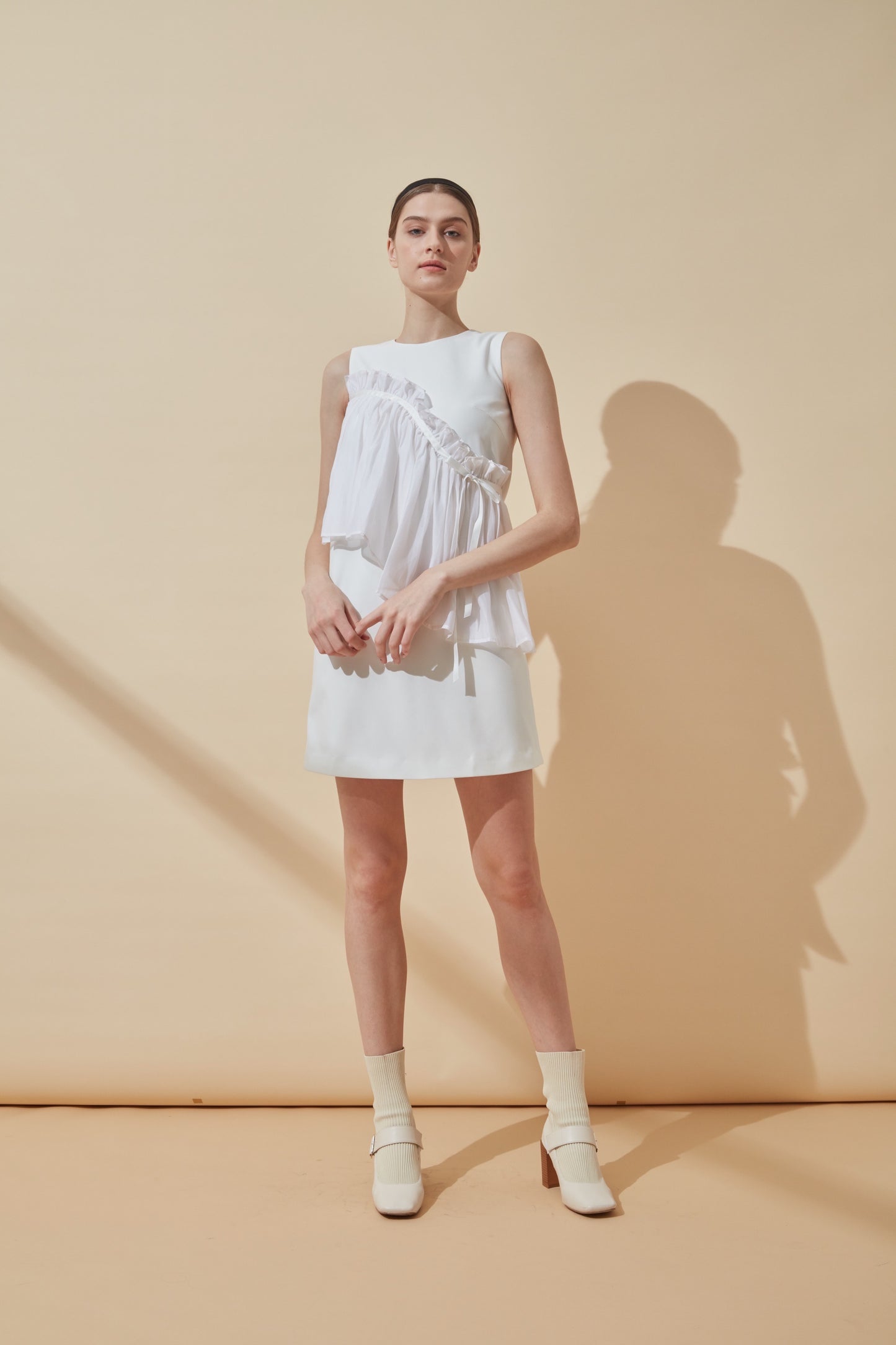 Mini dress with organza ruffles