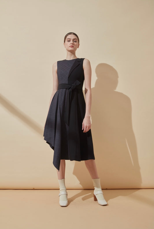 Checked pattern midi dress
