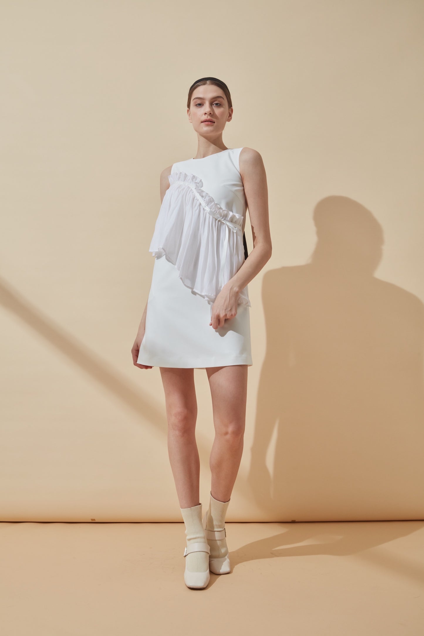 Mini dress with organza ruffles