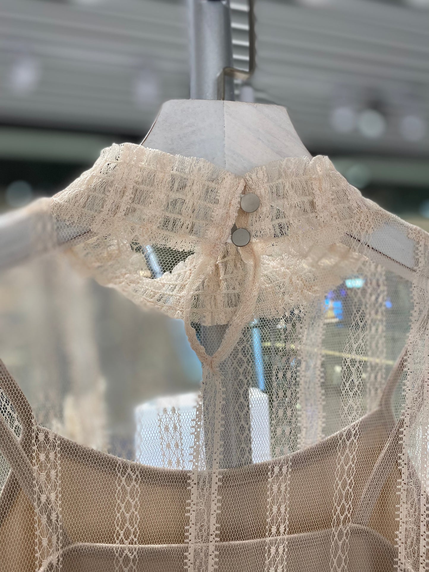 Mesh lace top in nude colour