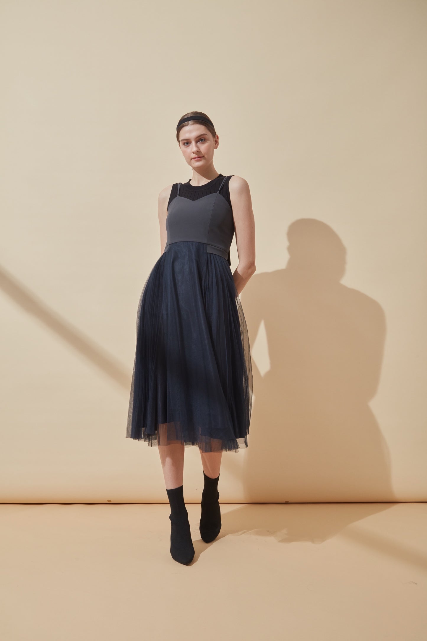 Maxi Dress In Navy Mesh