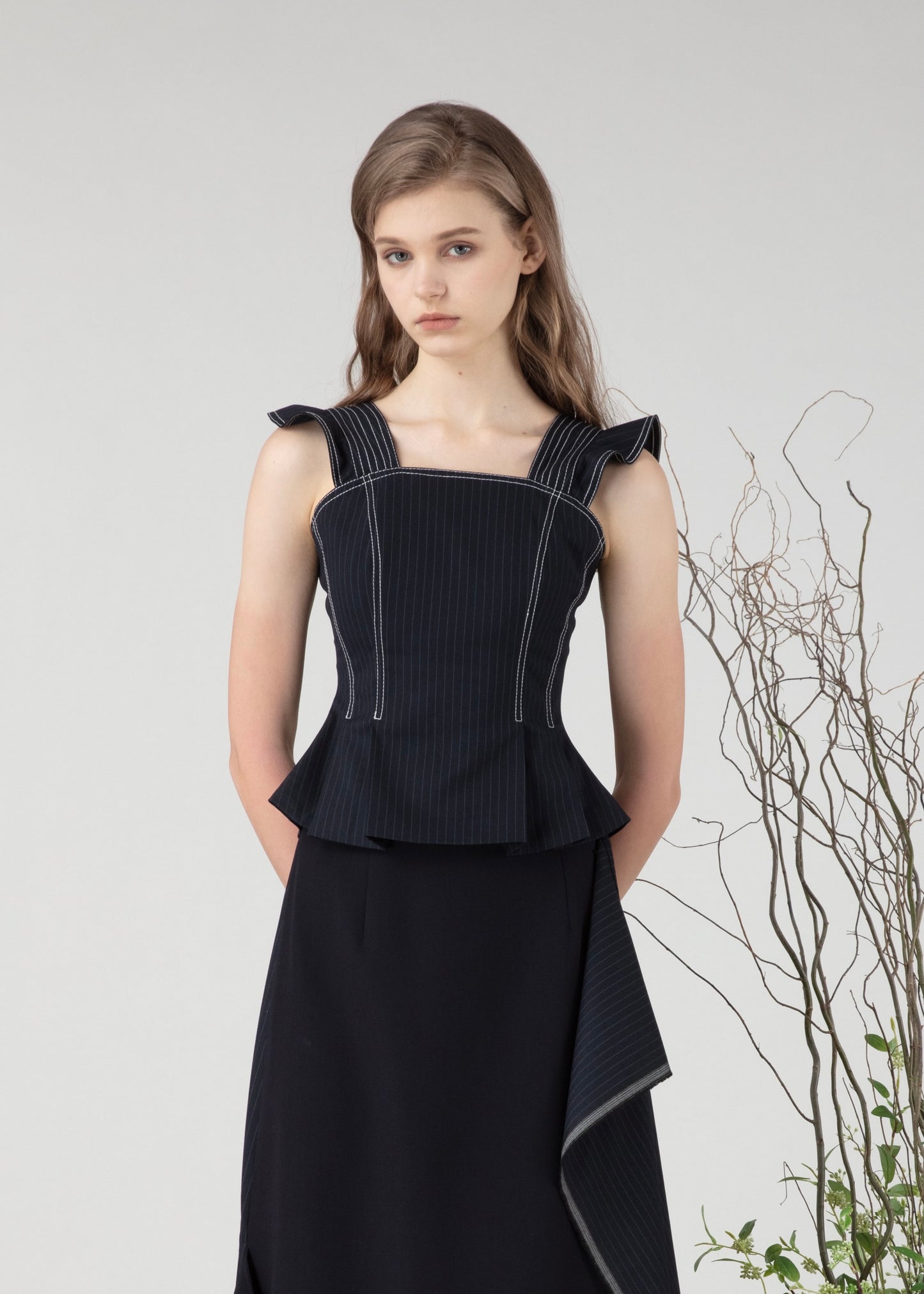 Striped top with ruffles
