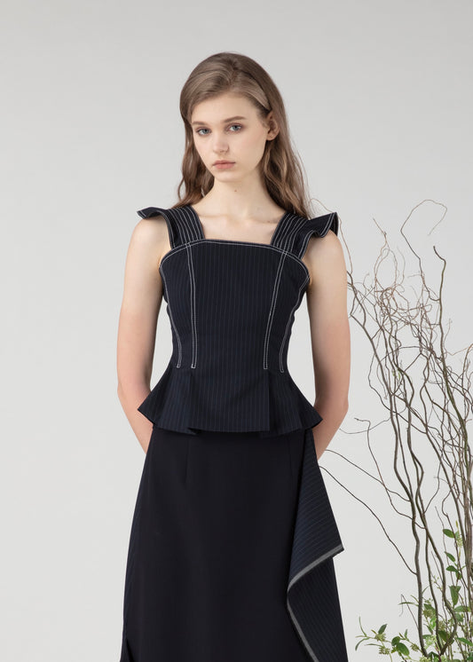 Striped top with ruffles