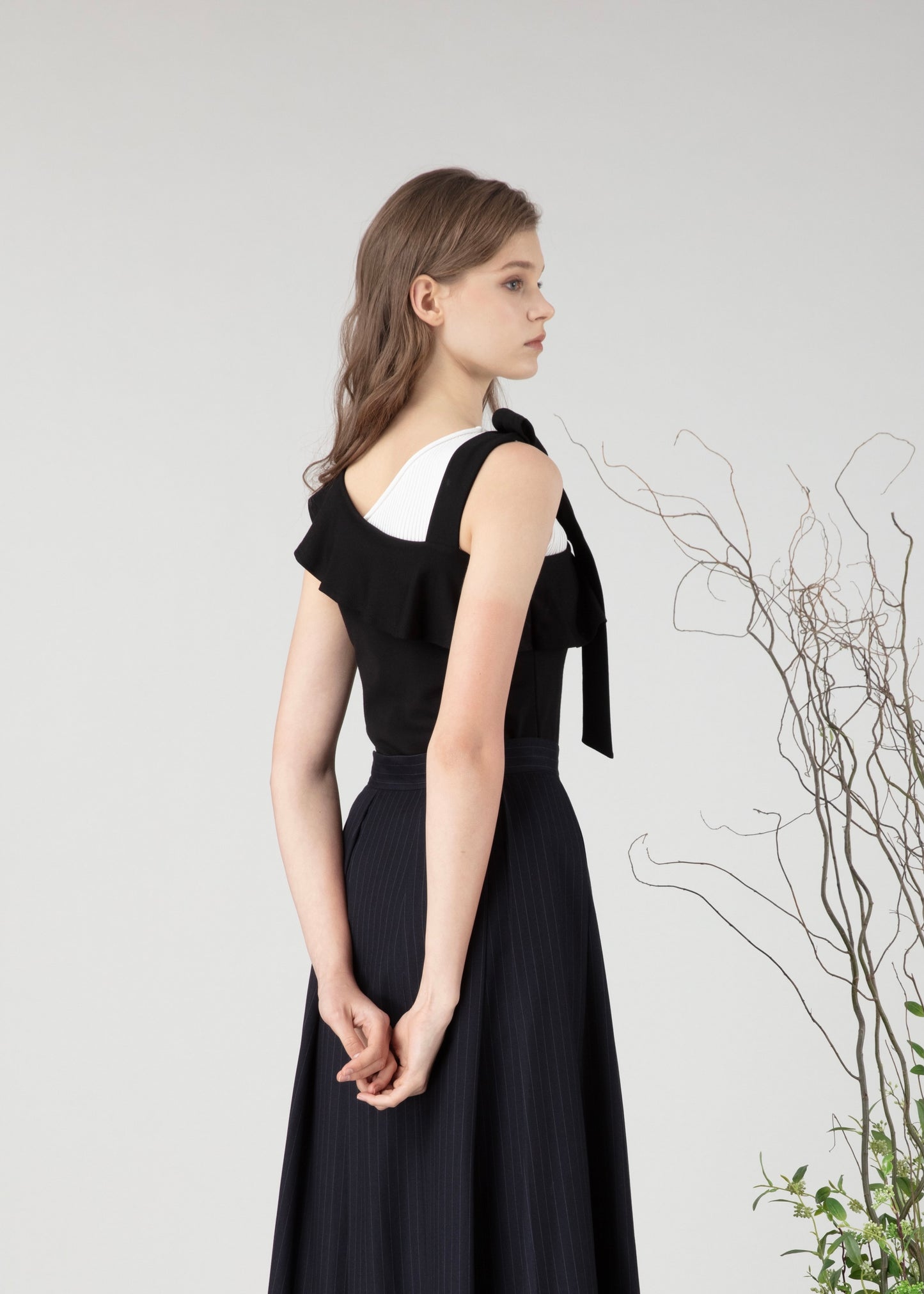 One-shoulder top in cotton jersey