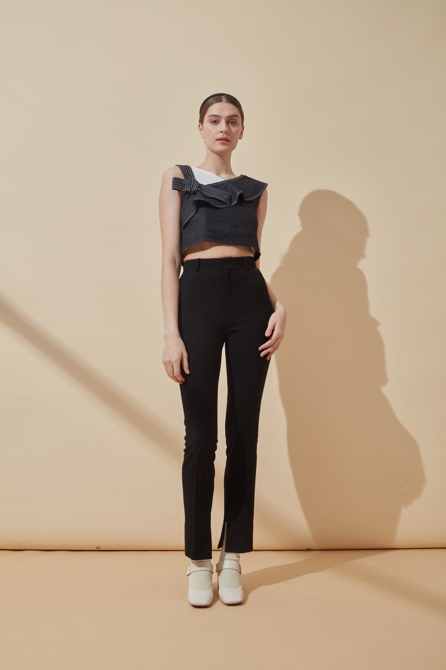 One Shoulder Denim Top