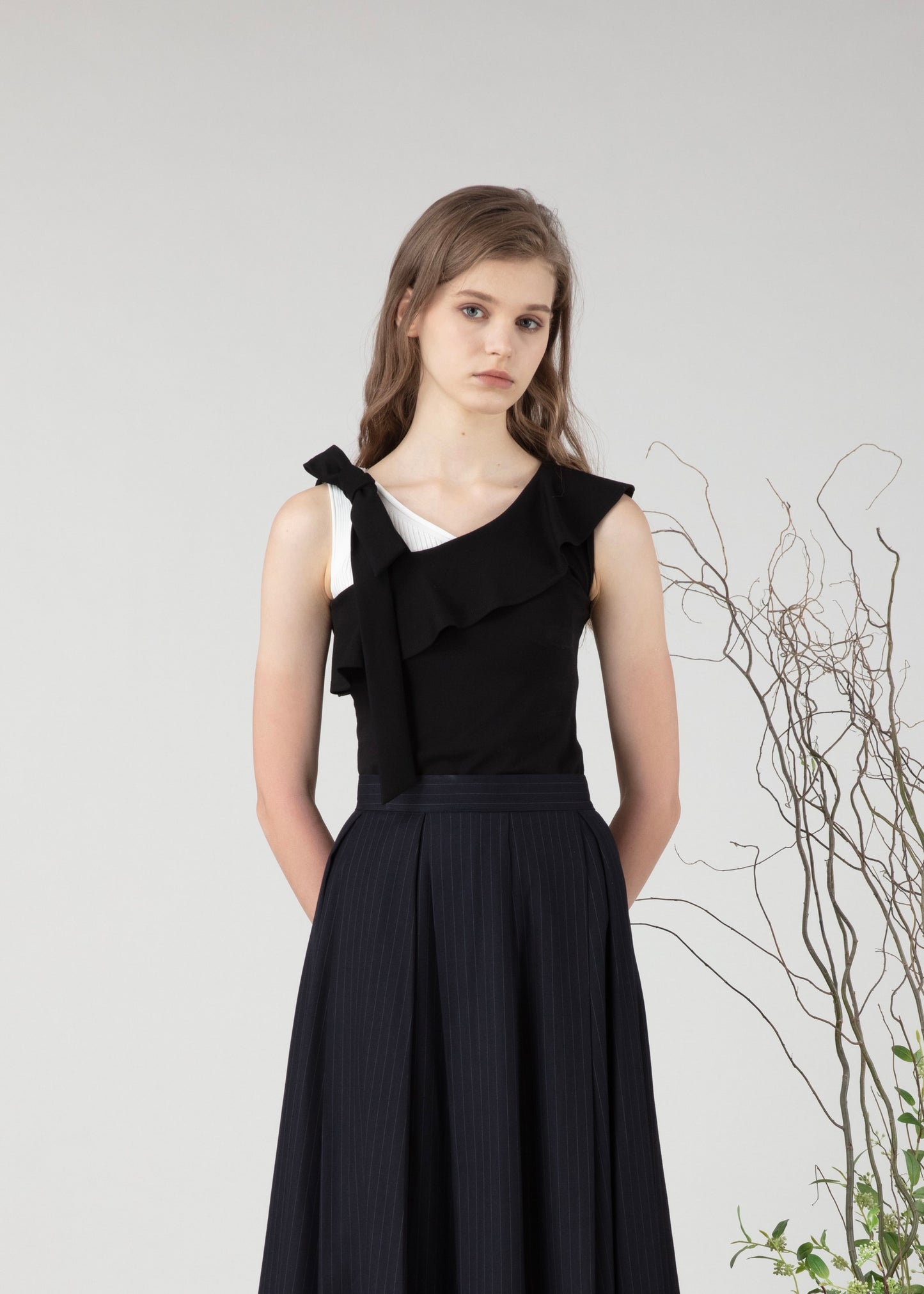 One-shoulder top in cotton jersey