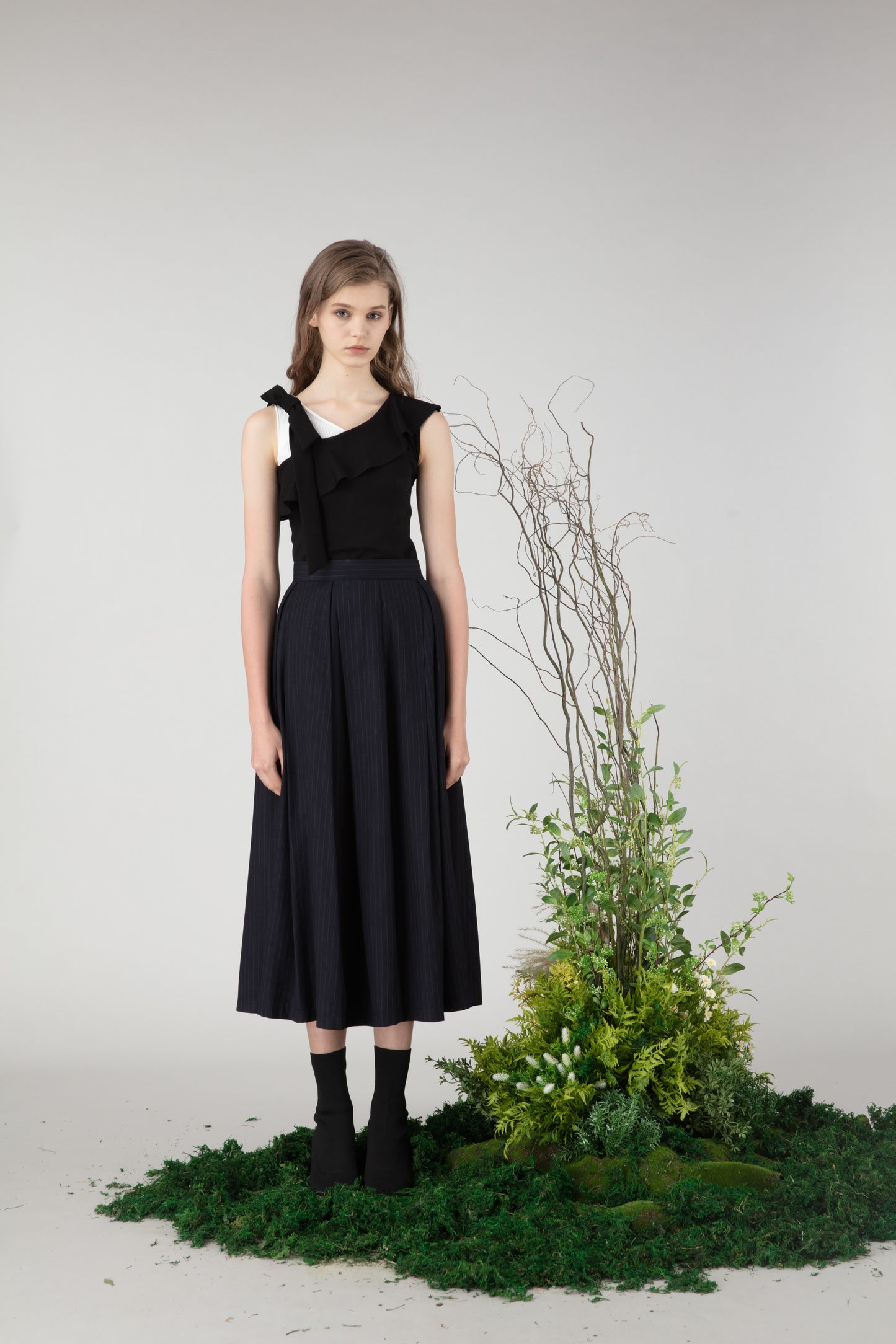 One-shoulder top in cotton jersey