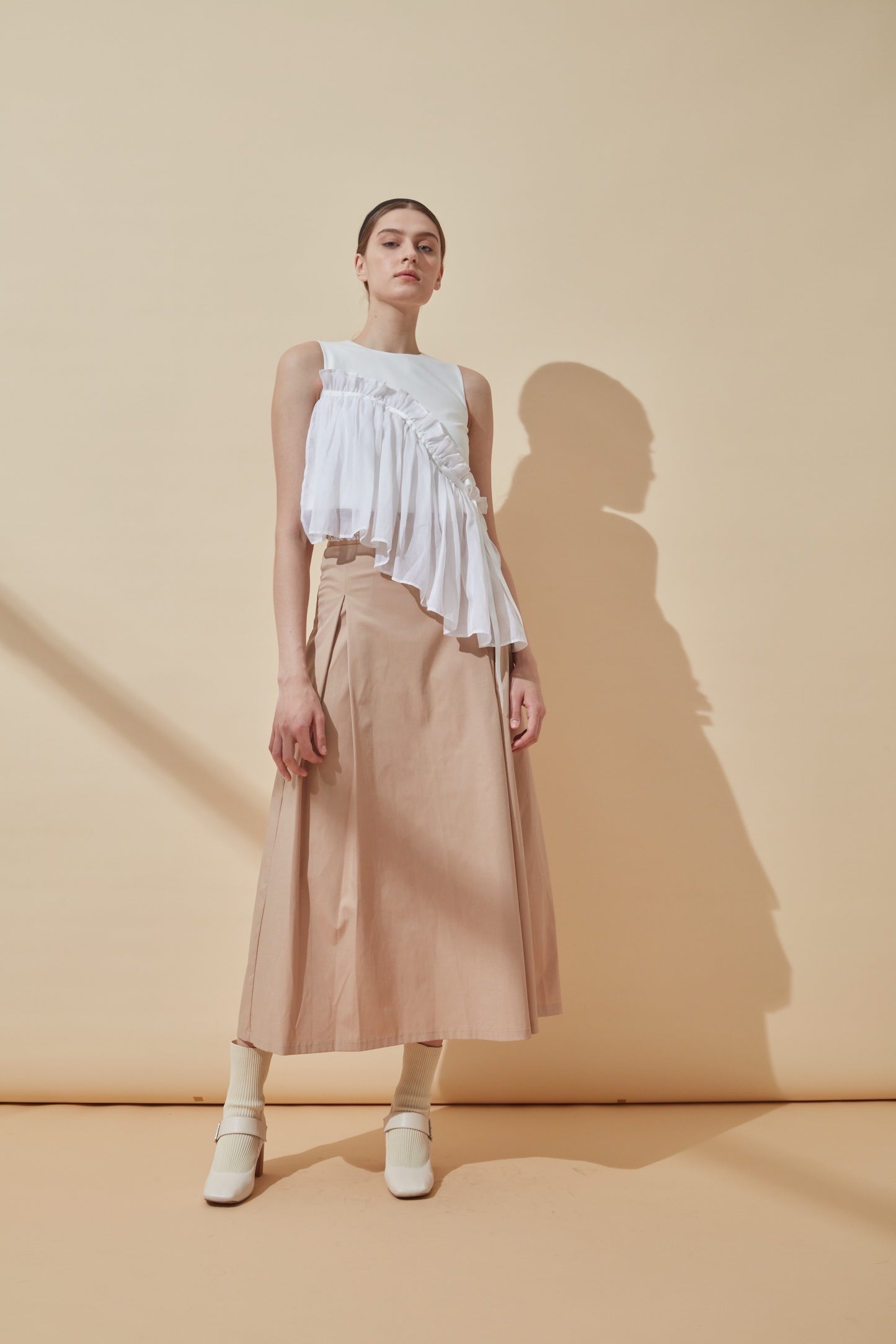 Crop top with organza ruffles