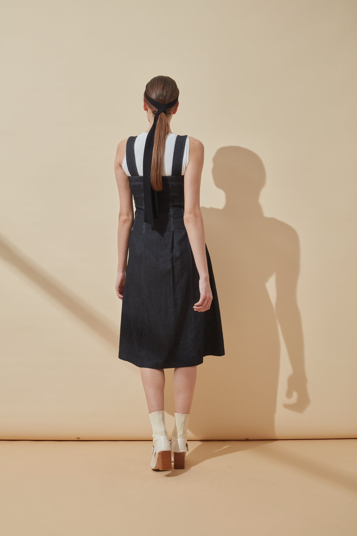 Ribbon Corset Denim Dress